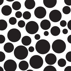 Polka dots seamless texture - simple vector background. Abstract background with black and white circles. Seamless pattern