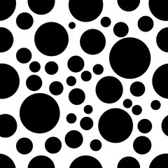 Polka dots seamless texture - simple vector background. Abstract background with black and white circles. Seamless pattern