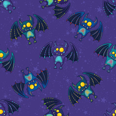 Naklejka na ściany i meble Cute hand drawn tribal bat pattern for Happy Halloween