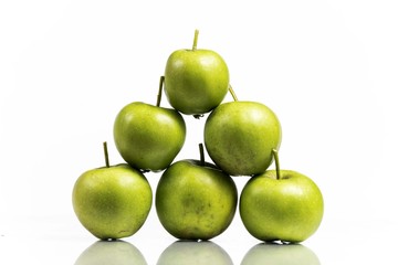 green apples on white background