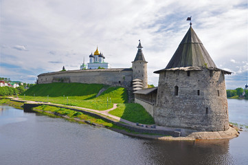 Pskov Kremlin - view of the tower and the wall
