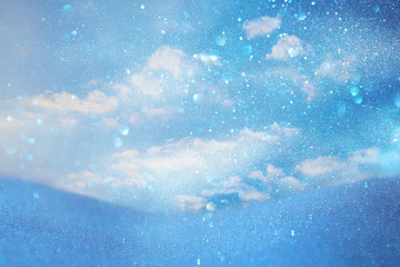 abstract image of clouds over blue background, winter season