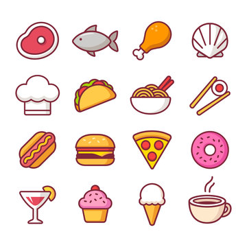 Restaurant food icon set