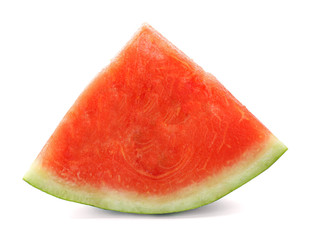 Slice of ripe watermelon on white background