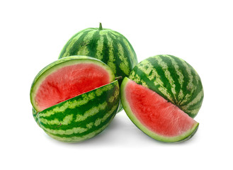 Watermelons with slice on white background