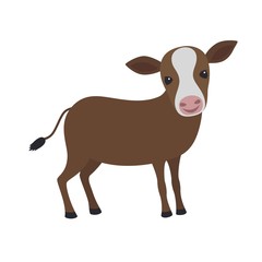 Cartoon happy brown calf