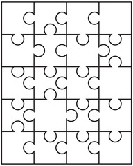 Illustration of separate parts of white puzzle