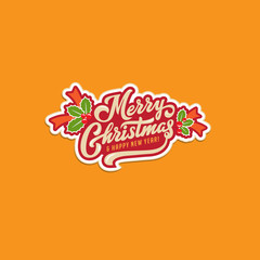 Merry Christmas New Year Text Lettering card vector Vintage Font