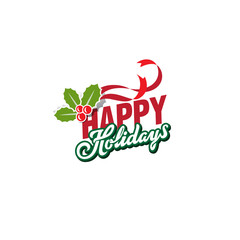 Happy Holidays Text Lettering calligraphic vector Poster card