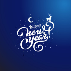 Happy New Year Text Lettering calligraphic vector Poster © Sentavio