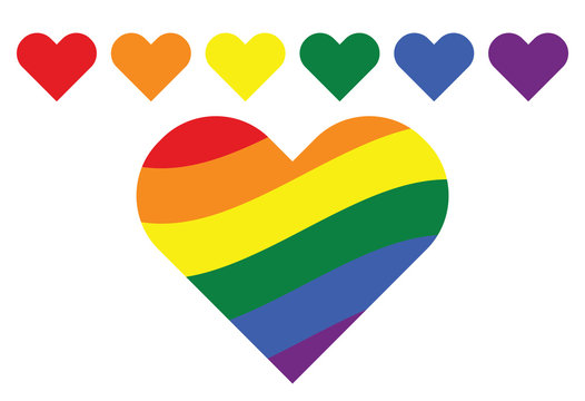 LGBT gay rainbow symbol hearts. Homosexual pride banner illustration.