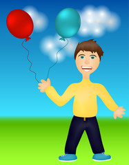 Angry boy with balloons