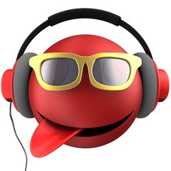 3d red emoticon smile