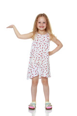 Little girl is showing a finger