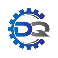 dq initial logo vector with gear blue gray