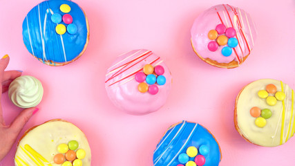 Fototapeta na wymiar Pop Art Colourful Donuts and Bakery Goodies