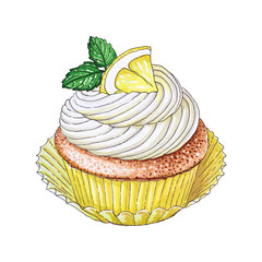 Hand Drawn Lemon Cupcake