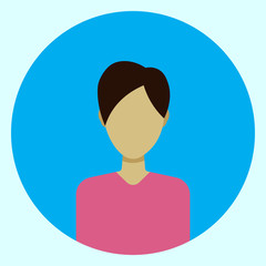 Male Avatar Profile Icon Round Man Face Flat Vector Illustration
