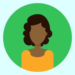 Female Avatar Profile Icon Round African American Woman Face Flat Vector Illustration
