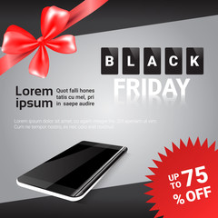 Black Friday Sale Template Banner Discounts On Modern Smart Phones Poster Design Vector Illustration