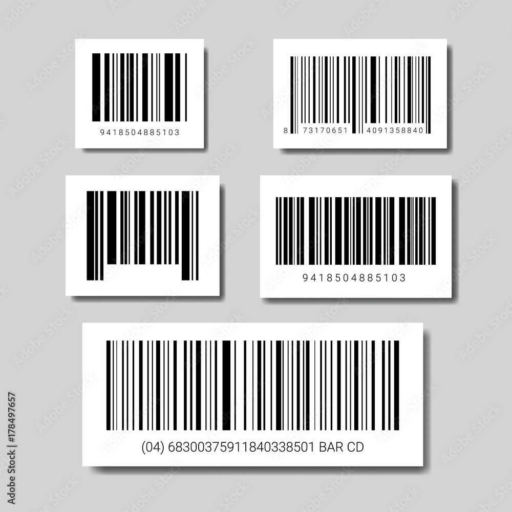 Poster set of sample bar codes for scanning icon vector illustration