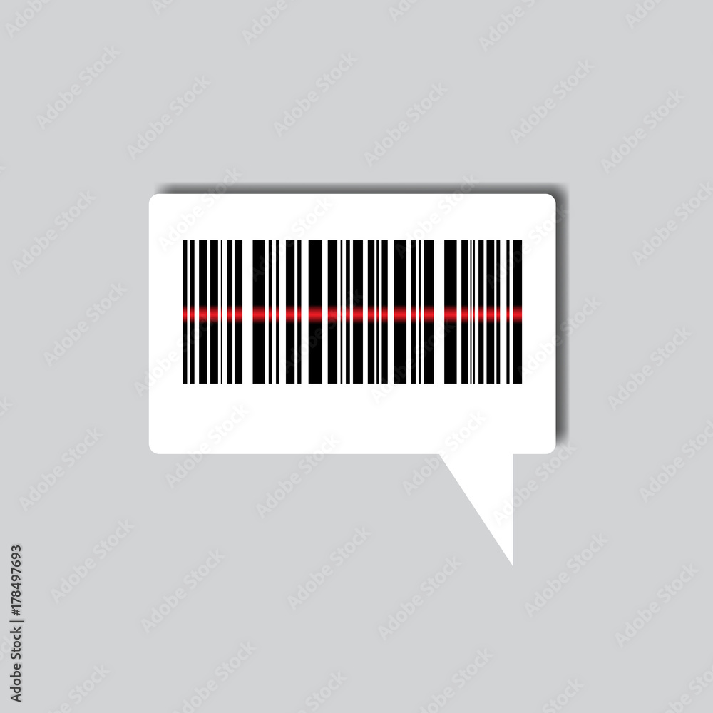 Poster sample bar code for scanning icon on chat bubble background vector illustration