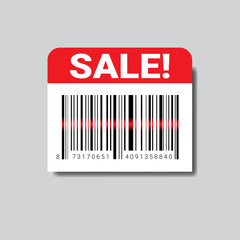 Sale Sticker With Bar Code For Scanning Icon Isolated Vector Illustration
