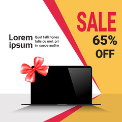 Cyber Monday Sale Template Banner Discounts On Modern Laptop Computers Poster Design Vector Illustration
