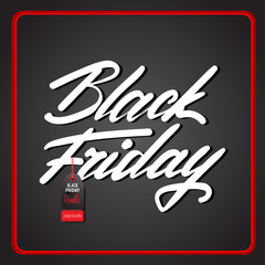 Black Friday Poster With Text In Red Frame Sale Flyer Design Vector Illustration