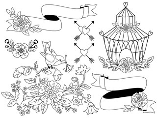 Vector Romantic Floral Set 