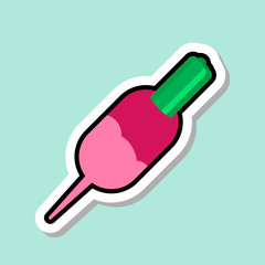 Radish Sticker On Blue Background Colorful Vegetable Icon Vector Illustration