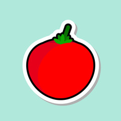 Sticker On Blue Background Colorful Vegetable Icon Vector Illustration