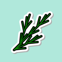 Fennel Sticker On Blue Background Colorful Vegetable Icon Vector Illustration