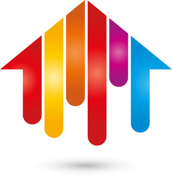 Haus in Farbe, Farbig, Maler, Logo