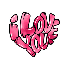 Big heart with lettering - I love you, in all languages of the world