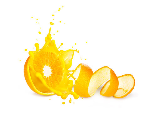 An orange splash. concept of orange with juice