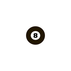 Billiard ball with number eight icon. flat design
