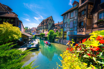 Beautiful view of the historic town of Colmar, also known as Little Venice, with traditional...