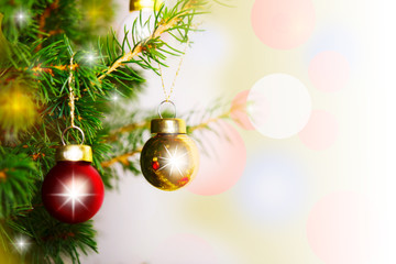Christmas decor balls on tree