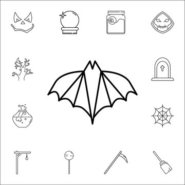 line silhouettes halloween of bat icon. Set of Halloween icons