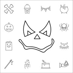 carved Halloween pumpkin or jack o' lantern icon. Set of Halloween icons