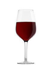 Glass of red wine isolated on white