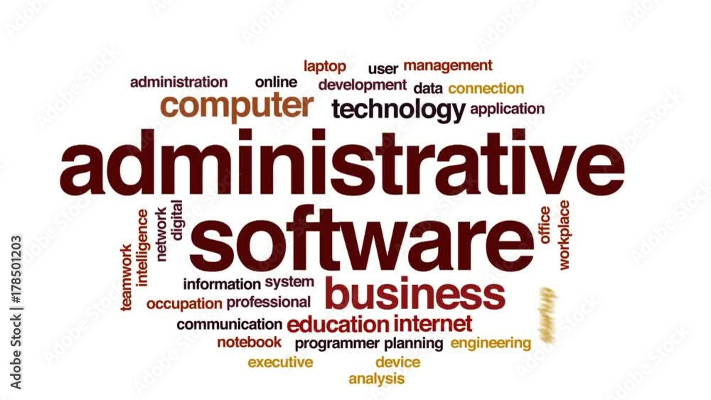 Poster administrative software animated word cloud, text design animation.