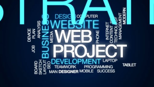 Web project animated word cloud, text design animation.