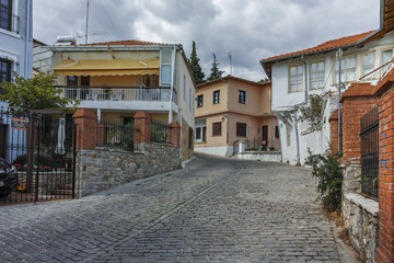 Fototapeta na wymiar Typical street and old house in old town of Xanthi, East Macedonia and Thrace, Greece