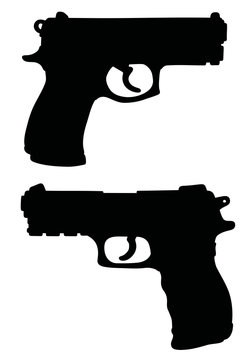 Black silhouette of two handguns