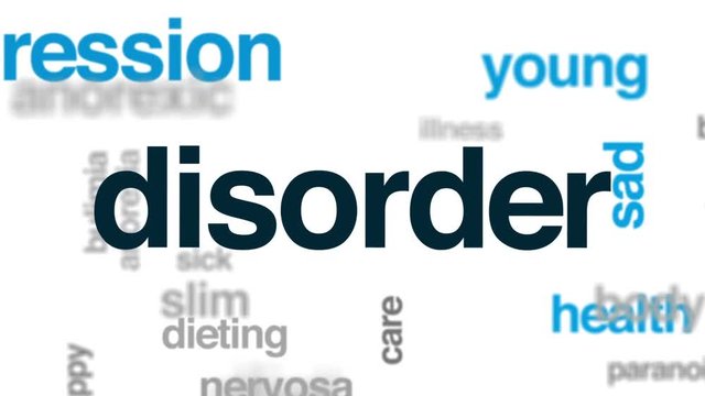 Disorder animated word cloud, text design animation.