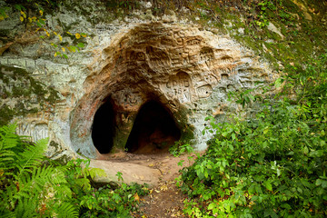 Old cave in Gauja National park, Latvia