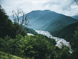 mountain village during the rain