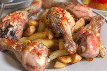 fried meat and potatoes